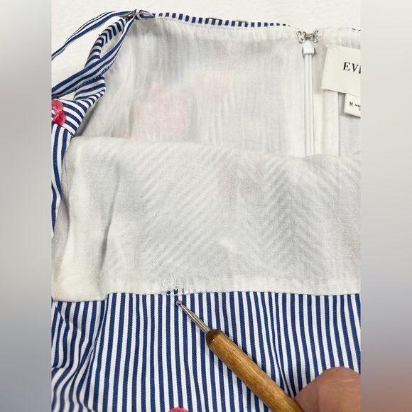 EVERLY Floral Spaghetti Strap Striped Mini Sundress M Coquette Girl Cottagecore - Picture 9 of 14